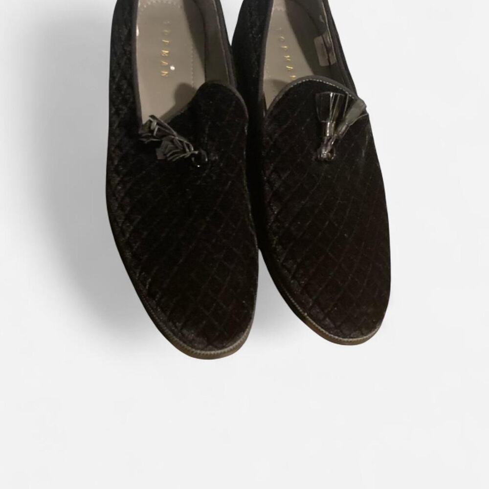 Topman black velvet loafers with